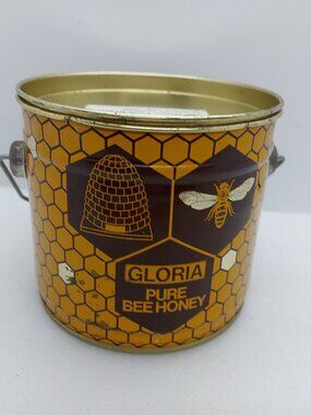 Vintage Honey Tin Gloria Pure Bee Honey Pail